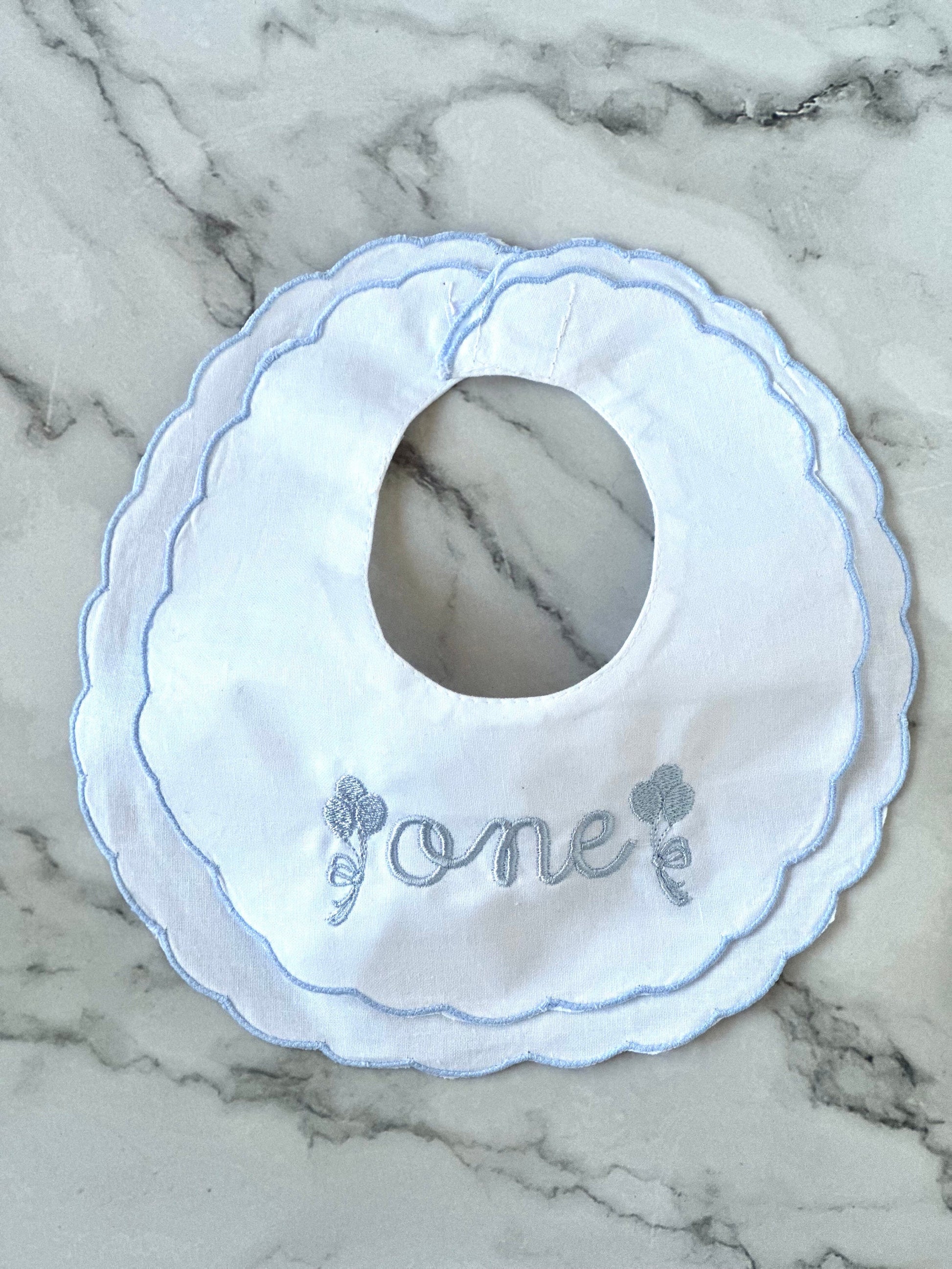 Scalloped Linen Baby Bib