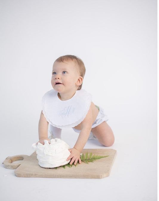 Scalloped Linen Baby Bib