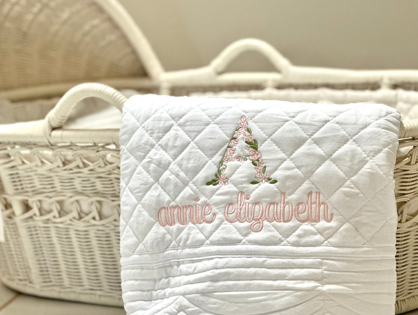 White Diamond Heirloom Baby Quilt
