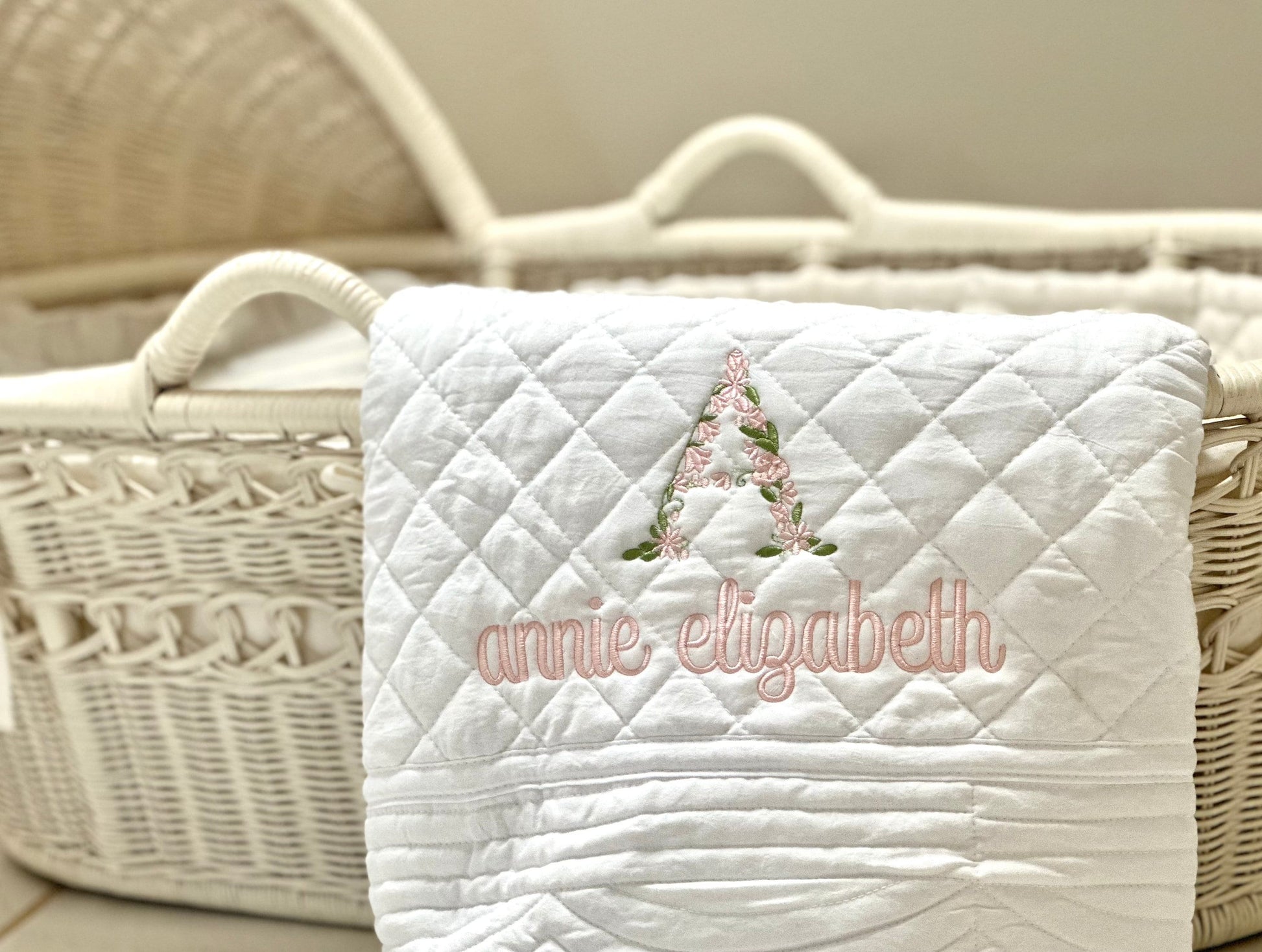 White Diamond Heirloom Baby Quilt
