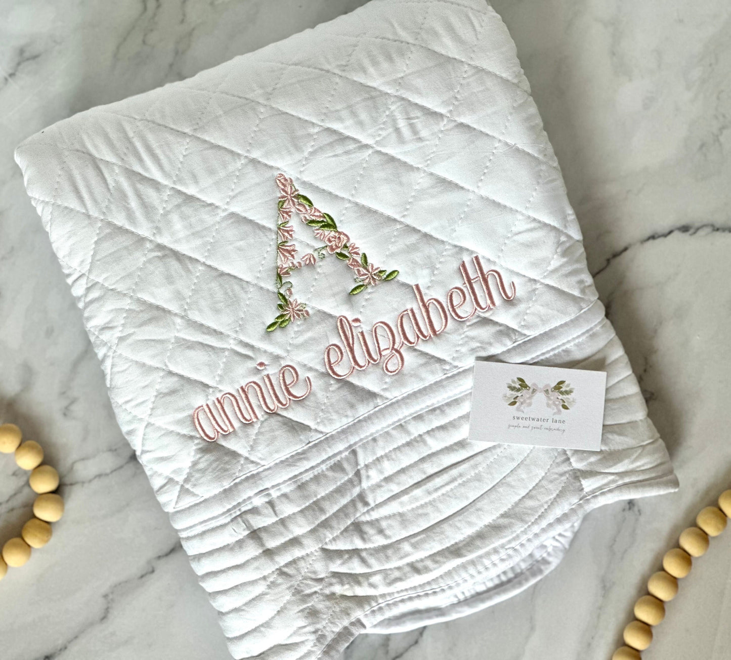 White Diamond Heirloom Baby Quilt