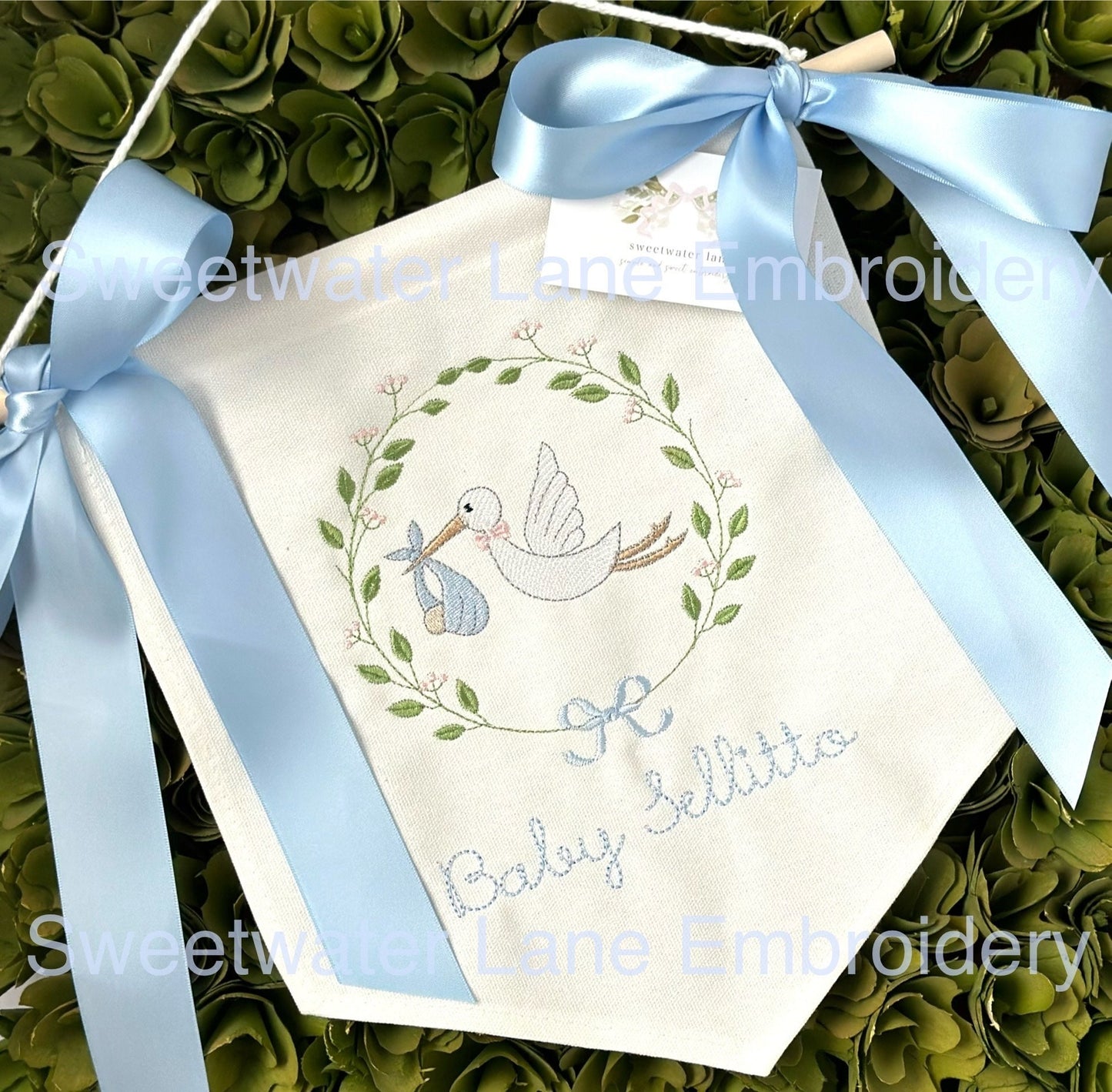 Custom baby banner — Stork design