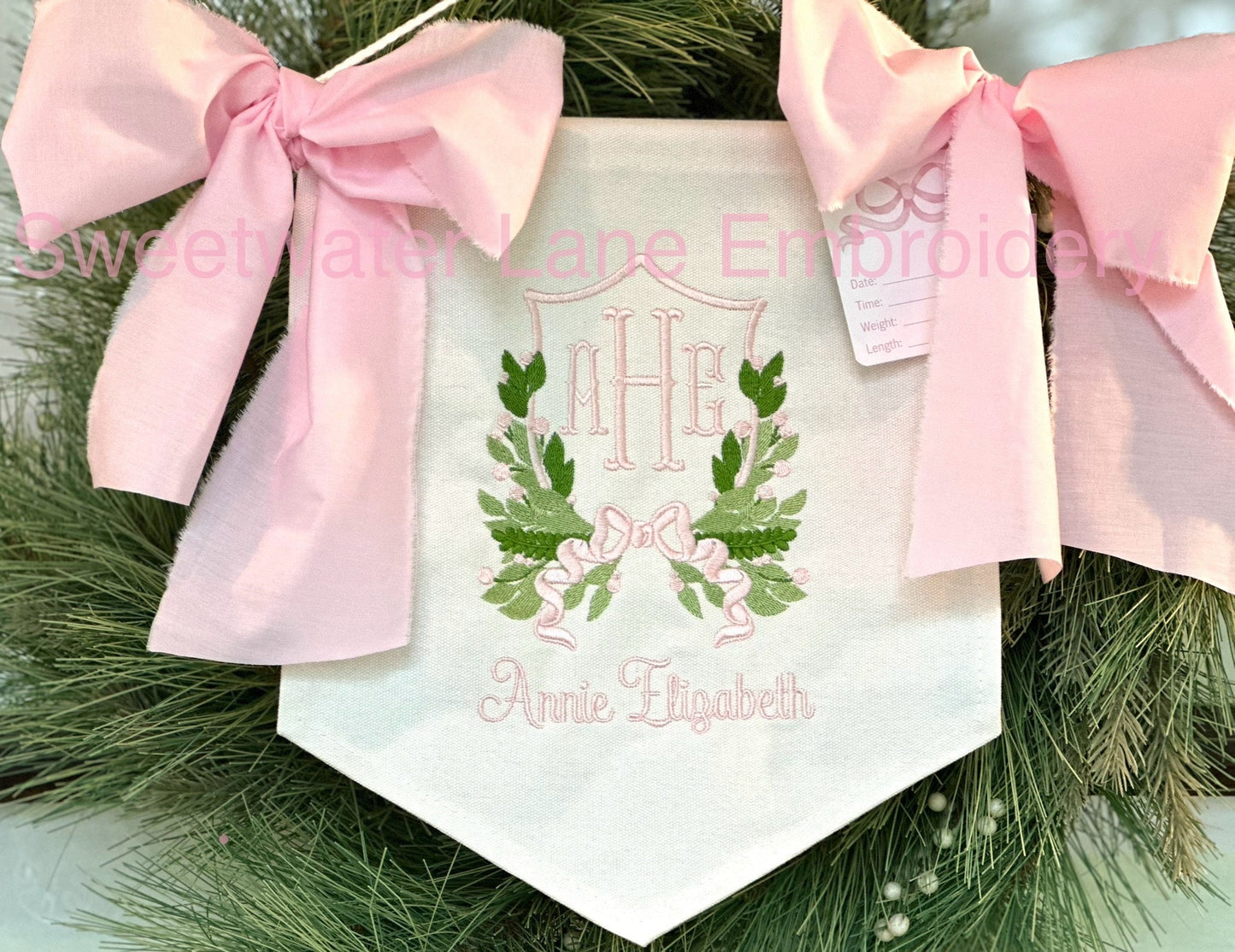 Custom baby banner — Floral Crest design