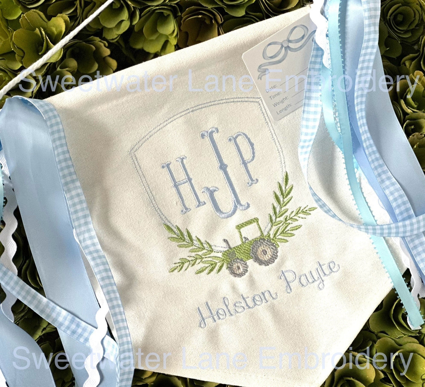 Custom baby banner — Tractor design