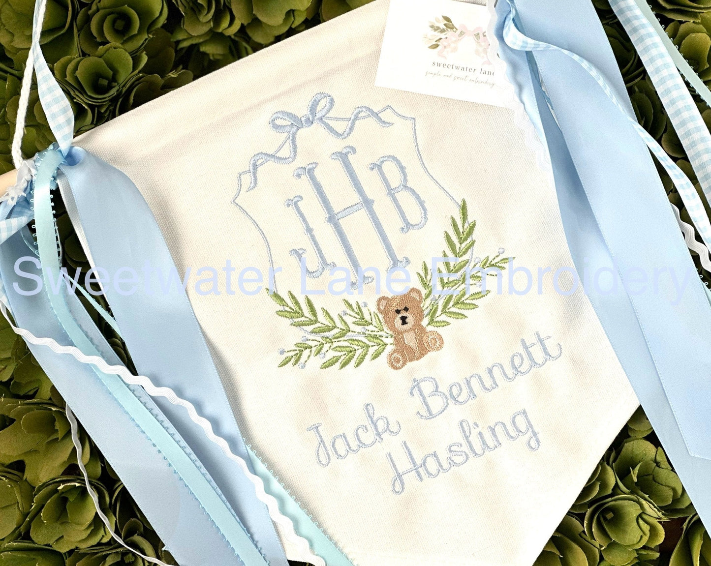Custom baby banner — Simple Greenery design