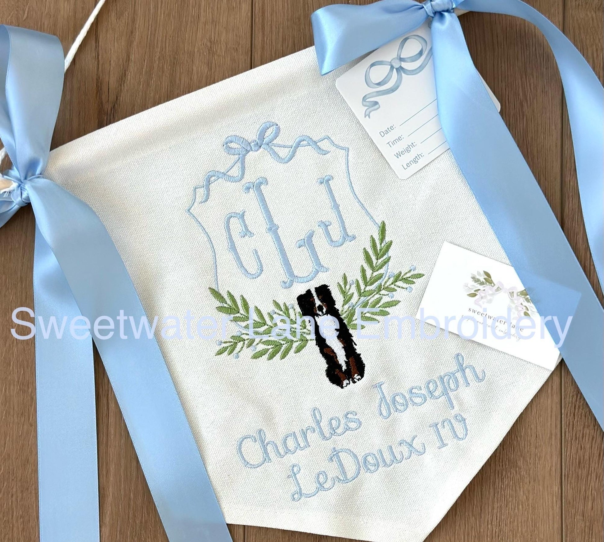 Custom baby banner — Bernedoodle design