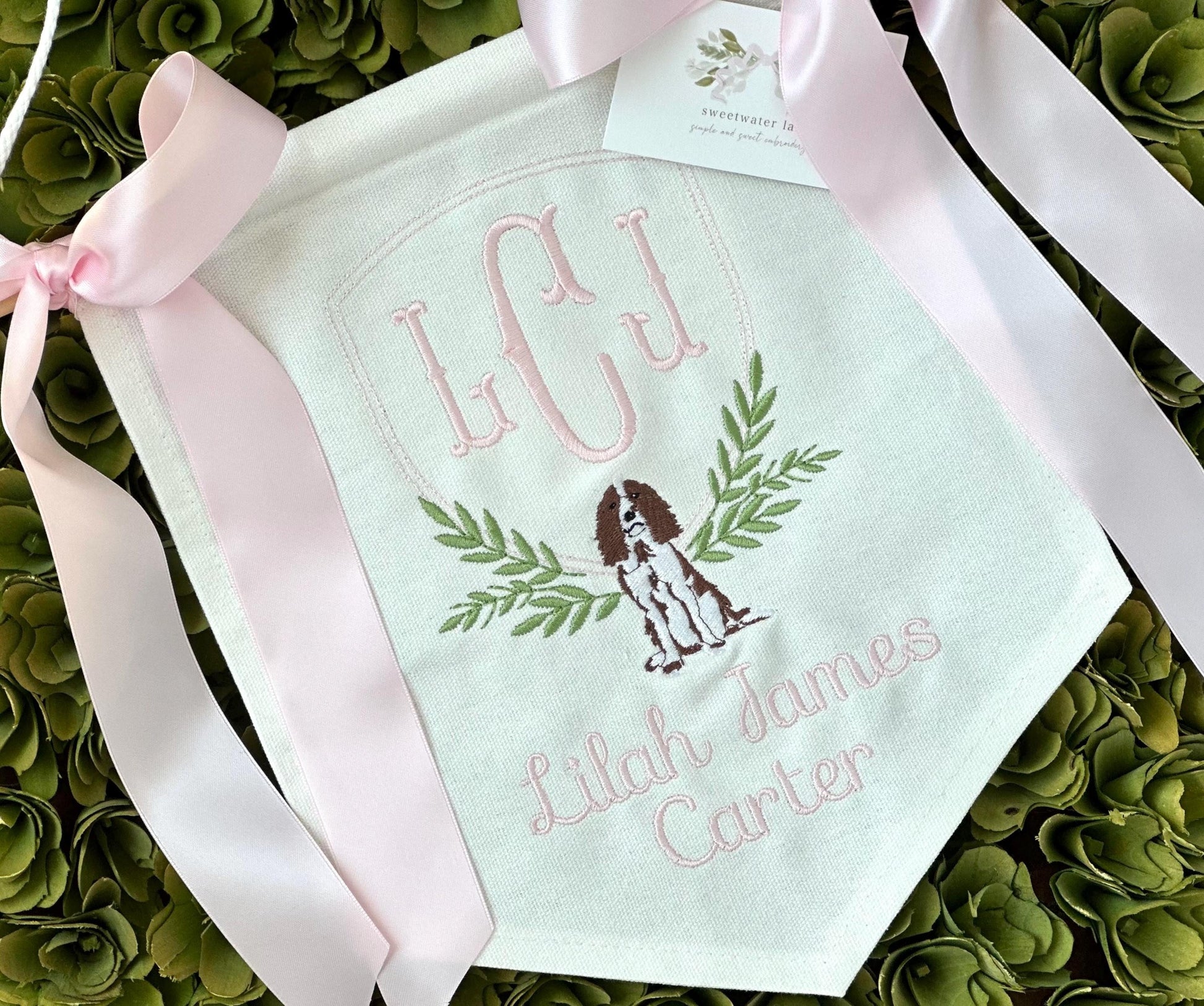 Custom baby banner — Springer Spaniel design