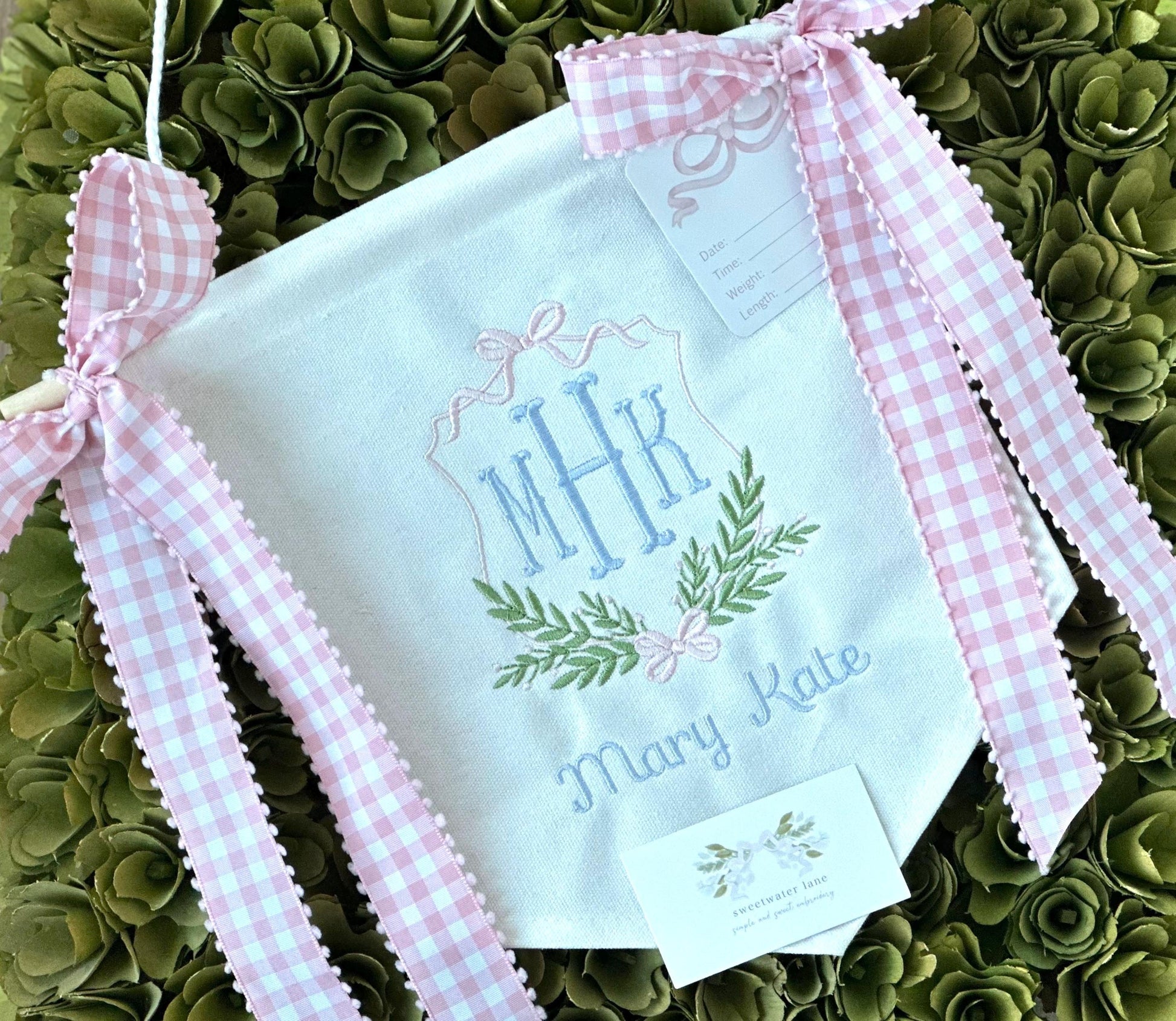 Custom baby banner — Plaid Gingham design