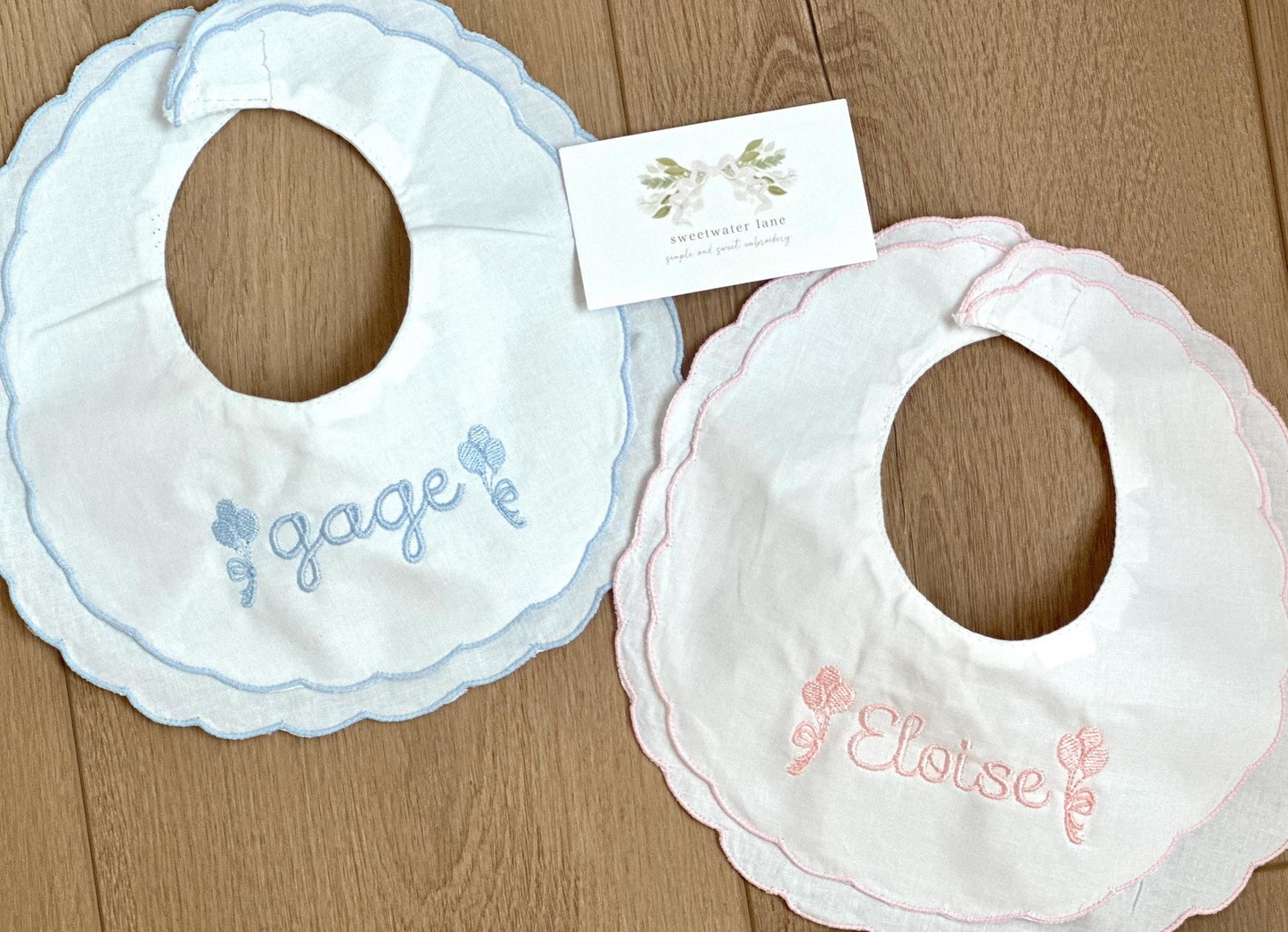 Scalloped Linen Baby Bib