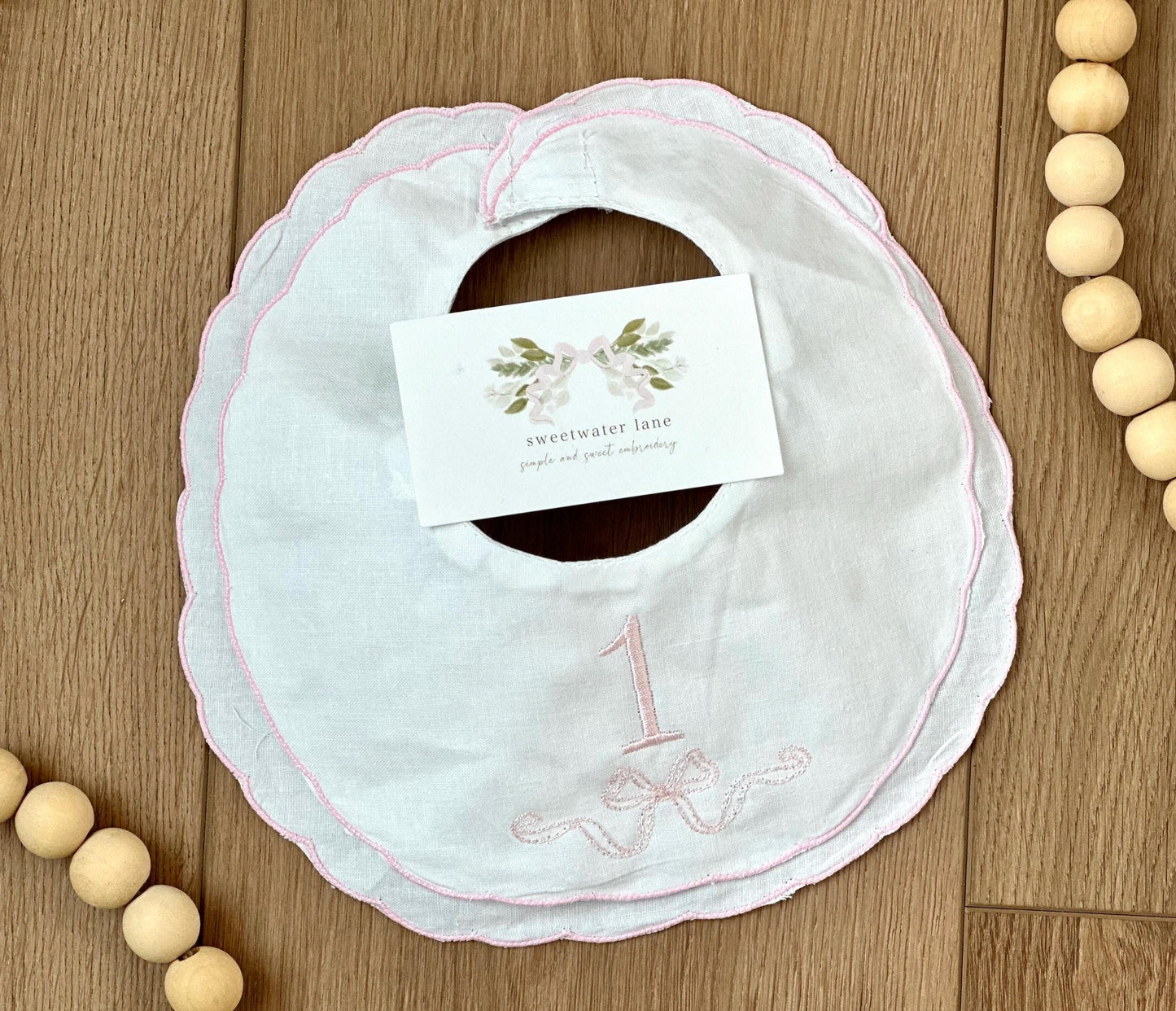 Scalloped Linen Baby Bib