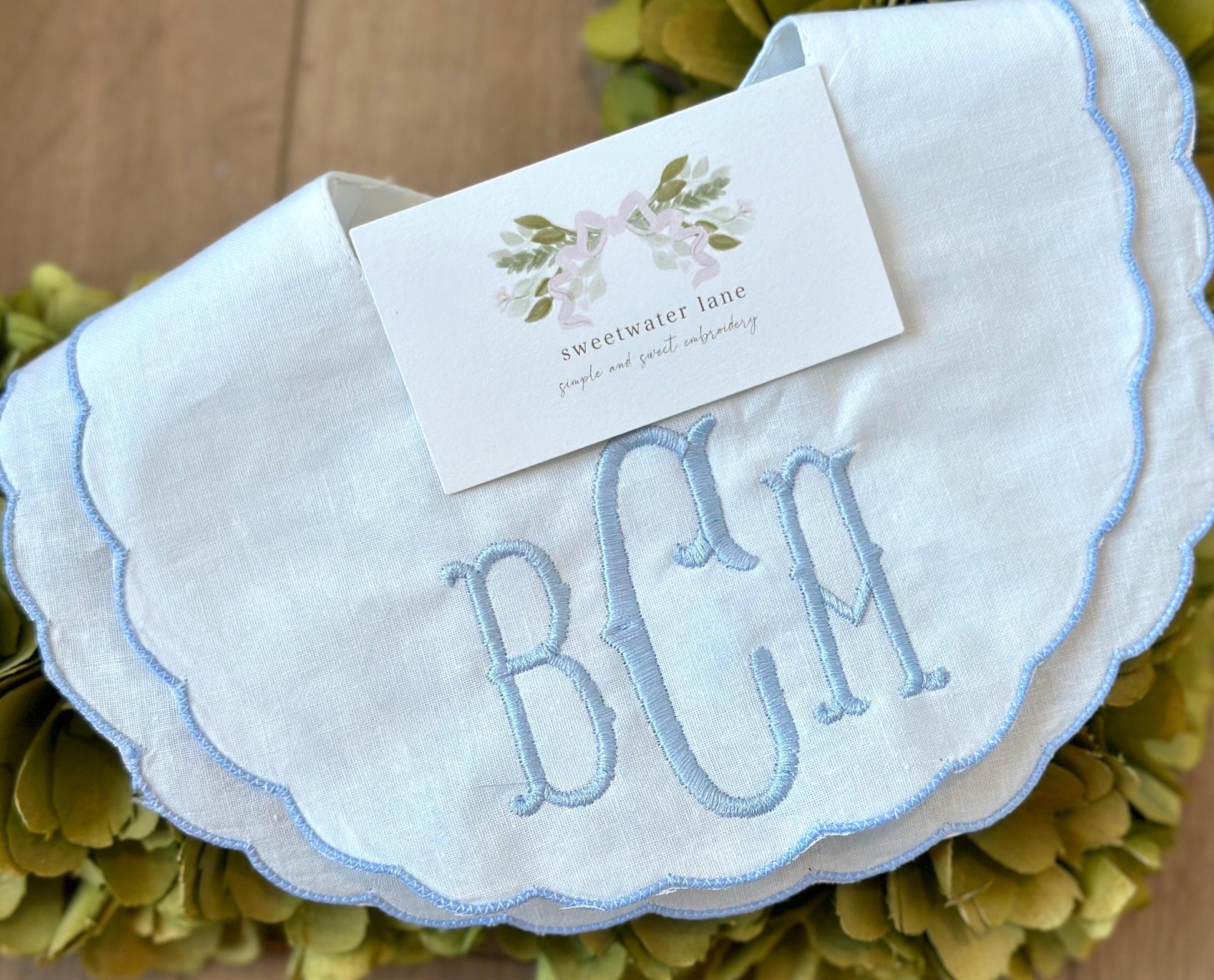 Scalloped Linen Baby Bib