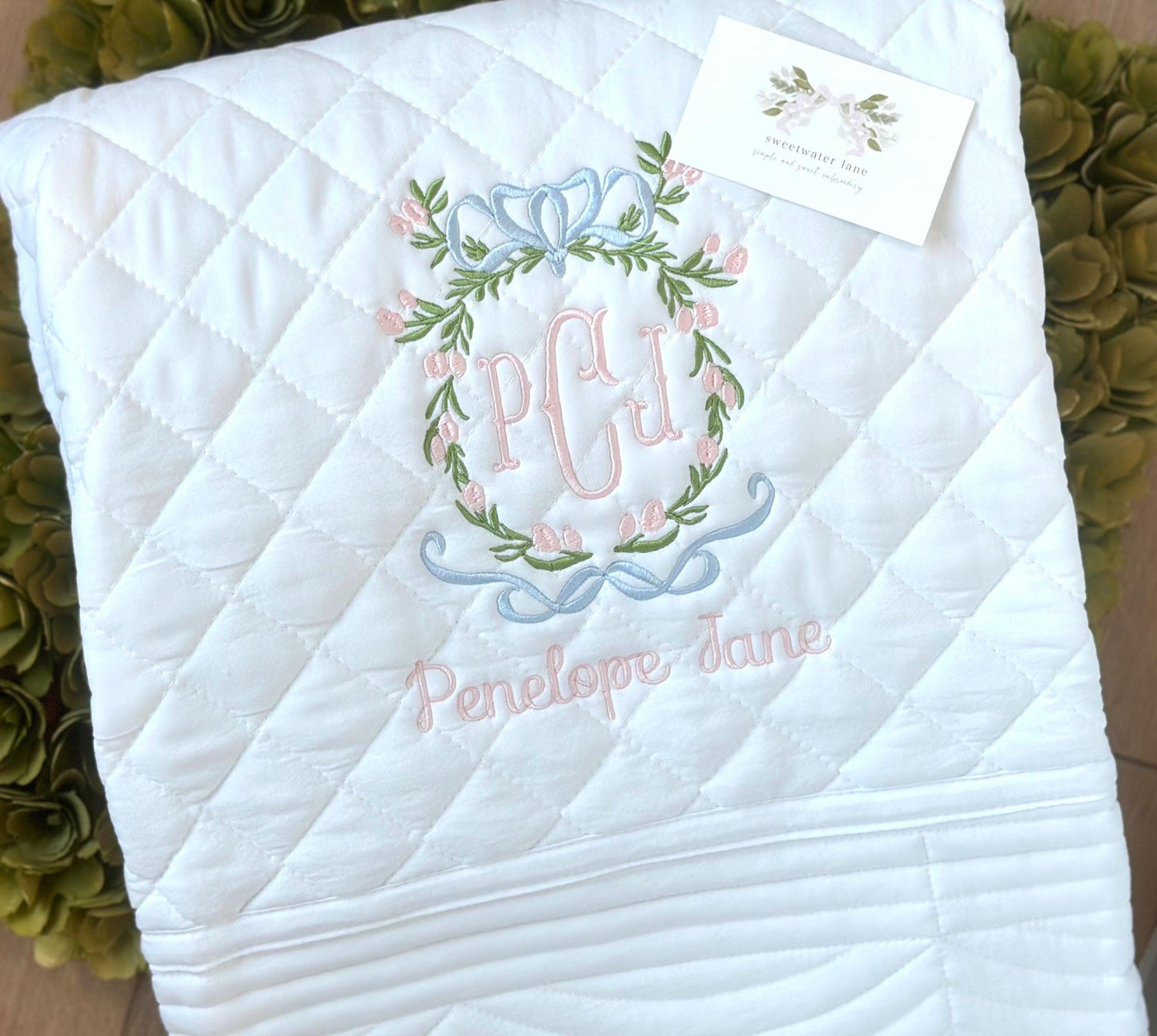 White Diamond Heirloom Baby Quilt