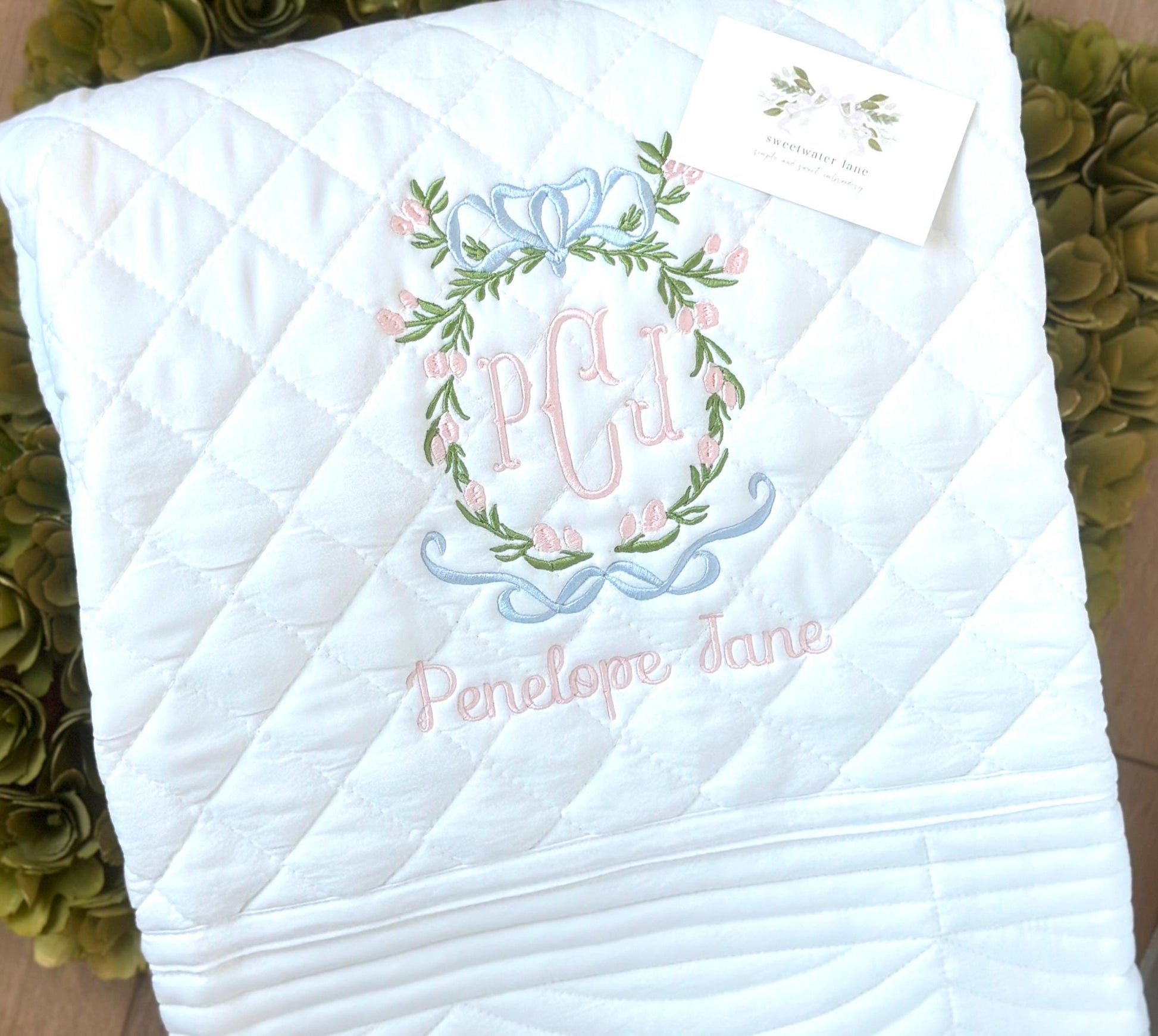 White Diamond Heirloom Baby Quilt