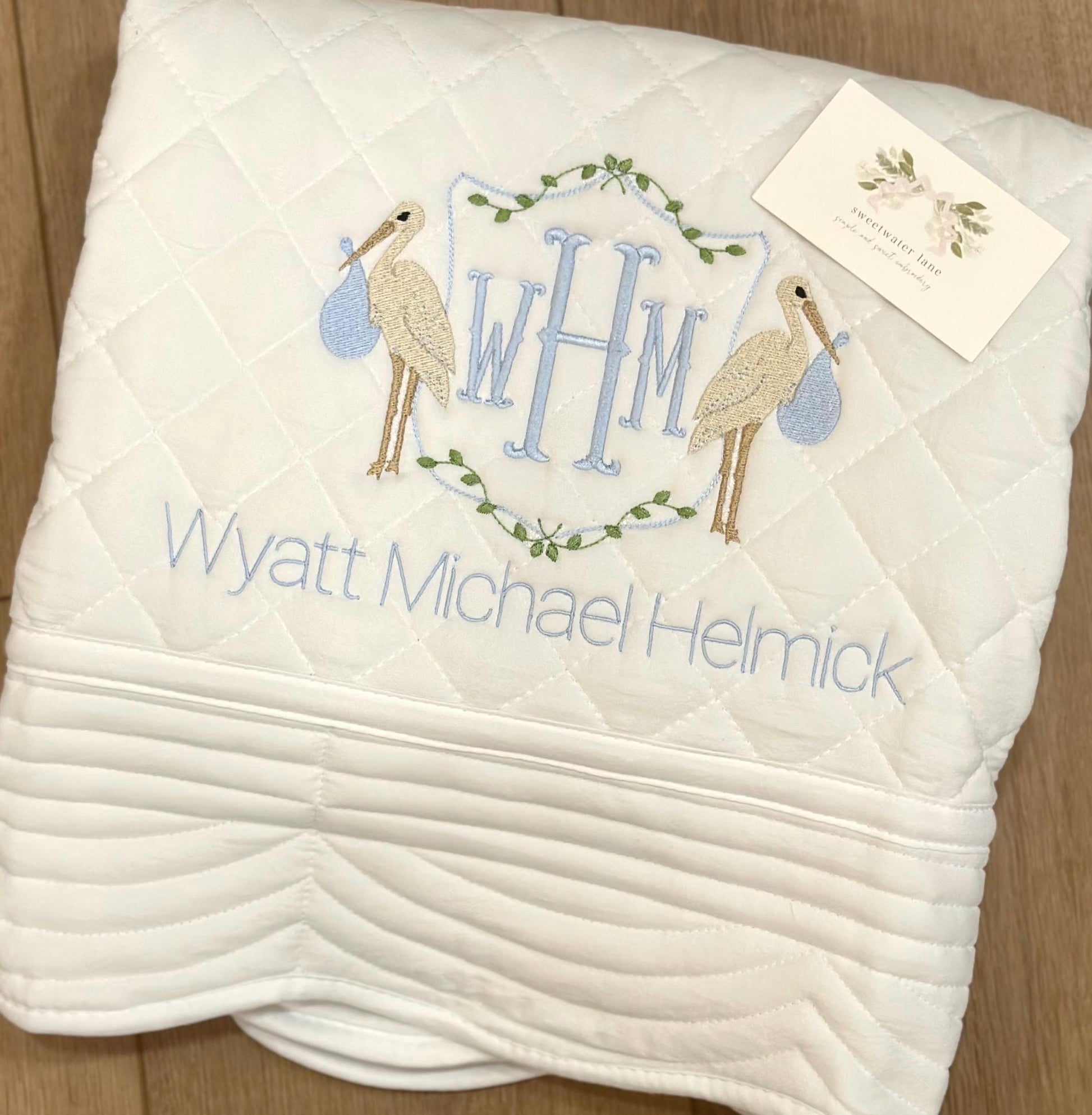 White Diamond Heirloom Baby Quilt