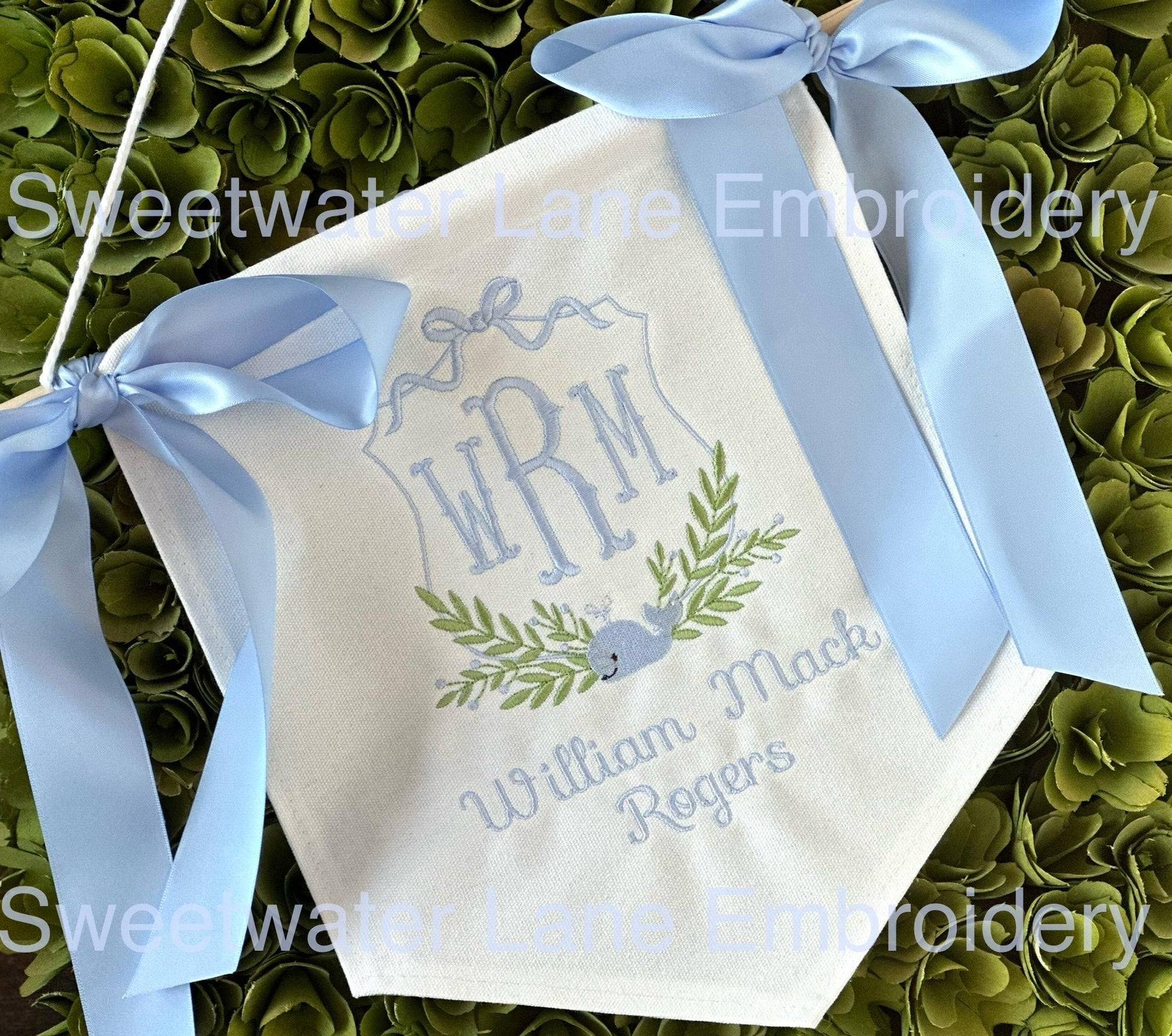 Custom baby banner — Whale design